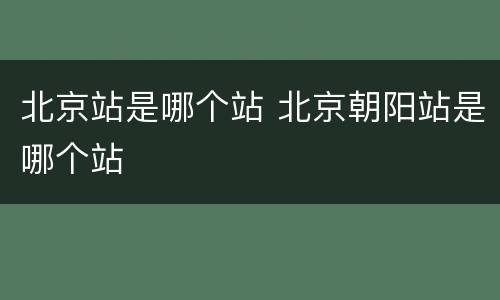 北京站是哪个站 北京朝阳站是哪个站