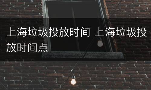 上海垃圾投放时间 上海垃圾投放时间点