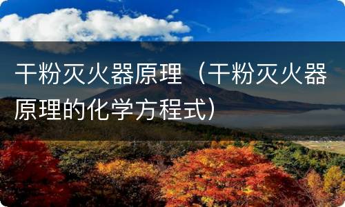 干粉灭火器原理（干粉灭火器原理的化学方程式）