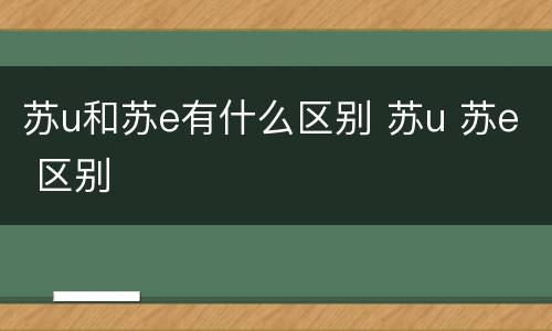 苏u和苏e有什么区别 苏u 苏e 区别