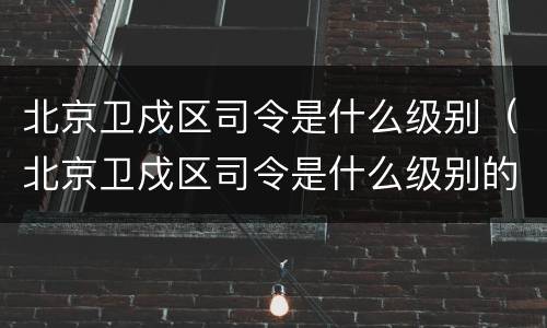 北京卫戍区司令是什么级别（北京卫戍区司令是什么级别的）