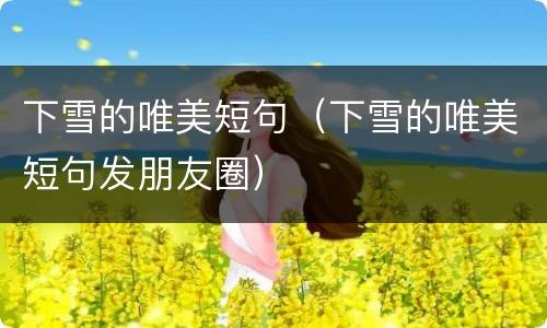 下雪的唯美短句（下雪的唯美短句发朋友圈）