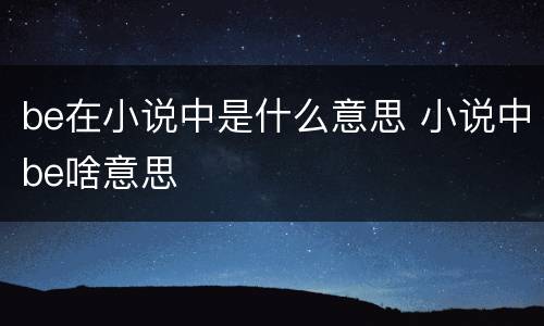 be在小说中是什么意思 小说中be啥意思