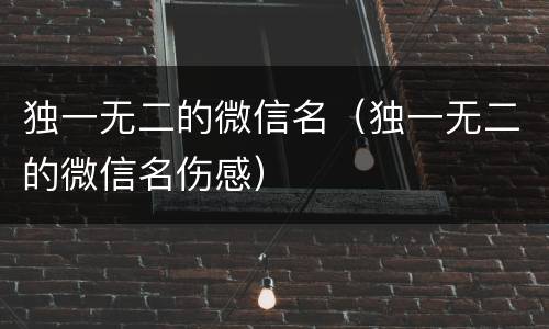 独一无二的微信名（独一无二的微信名伤感）