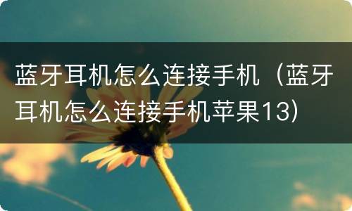 蓝牙耳机怎么连接手机（蓝牙耳机怎么连接手机苹果13）