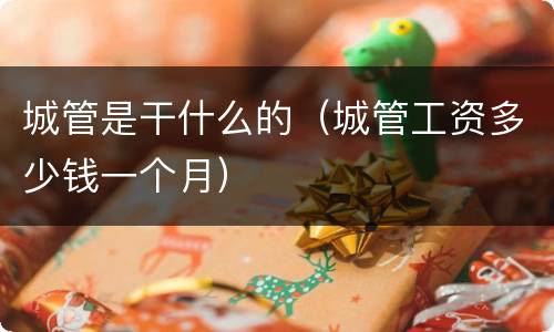 城管是干什么的（城管工资多少钱一个月）