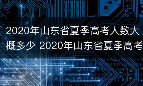 2020年山东省夏季高考人数大概多少 2020年山东省夏季高考人数大概多少人