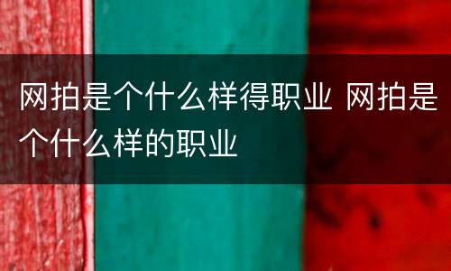 网拍是个什么样得职业 网拍是个什么样的职业