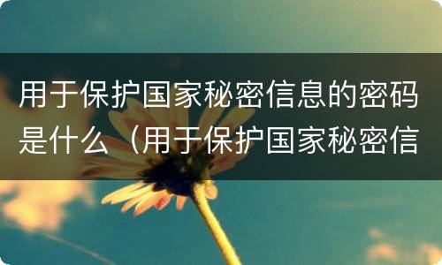 用于保护国家秘密信息的密码是什么（用于保护国家秘密信息的密码是什么级别）