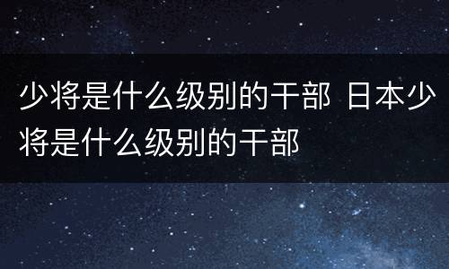 少将是什么级别的干部 日本少将是什么级别的干部