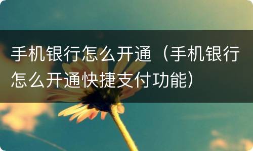 手机银行怎么开通（手机银行怎么开通快捷支付功能）