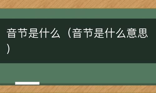 音节是什么（音节是什么意思）