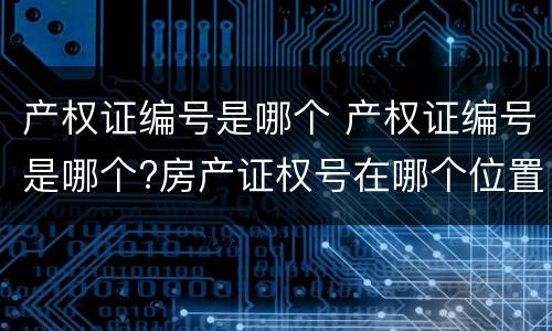 产权证编号是哪个 产权证编号是哪个?房产证权号在哪个位置?