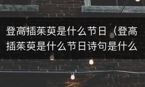 登高插茱萸是什么节日（登高插茱萸是什么节日诗句是什么）