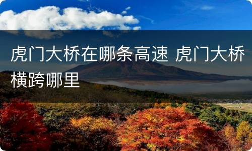 虎门大桥在哪条高速 虎门大桥横跨哪里