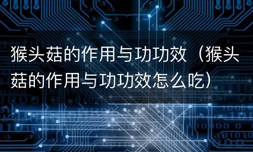 猴头菇的作用与功功效（猴头菇的作用与功功效怎么吃）