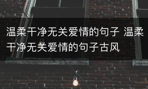 温柔干净无关爱情的句子 温柔干净无关爱情的句子古风