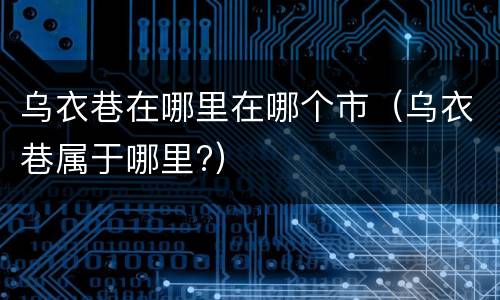 乌衣巷在哪里在哪个市（乌衣巷属于哪里?）