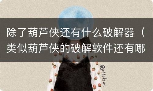 除了葫芦侠还有什么破解器（类似葫芦侠的破解软件还有哪些?）