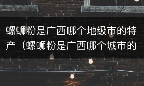 螺蛳粉是广西哪个地级市的特产（螺蛳粉是广西哪个城市的小吃）