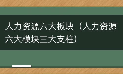 人力资源六大板块（人力资源六大模块三大支柱）