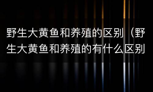 野生大黄鱼和养殖的区别（野生大黄鱼和养殖的有什么区别）