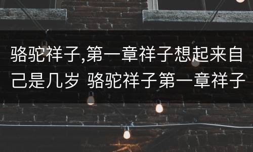 骆驼祥子,第一章祥子想起来自己是几岁 骆驼祥子第一章祥子想起来自己