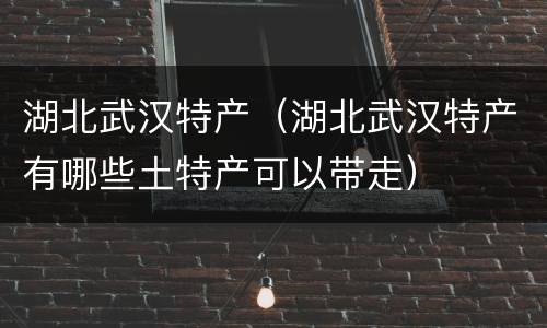 湖北武汉特产（湖北武汉特产有哪些土特产可以带走）