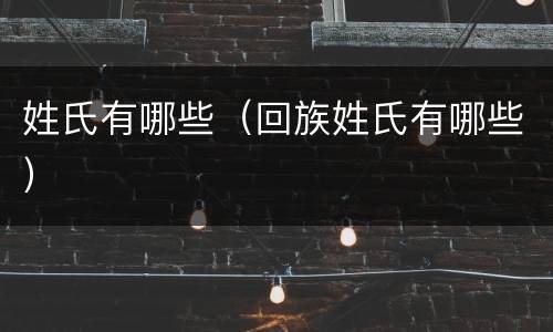 姓氏有哪些（回族姓氏有哪些）