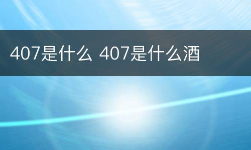 407是什么 407是什么酒