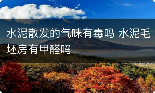 水泥散发的气味有毒吗 水泥毛坯房有甲醛吗