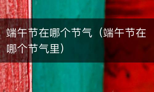 端午节在哪个节气（端午节在哪个节气里）