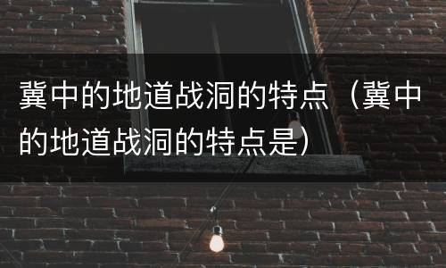冀中的地道战洞的特点（冀中的地道战洞的特点是）