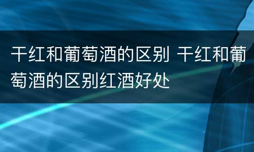 干红和葡萄酒的区别 干红和葡萄酒的区别红酒好处