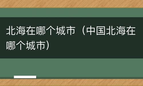 北海在哪个城市（中国北海在哪个城市）