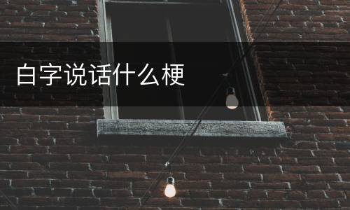 白字说话什么梗