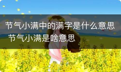 节气小满中的满字是什么意思 节气小满是啥意思