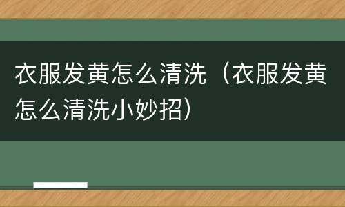 衣服发黄怎么清洗（衣服发黄怎么清洗小妙招）