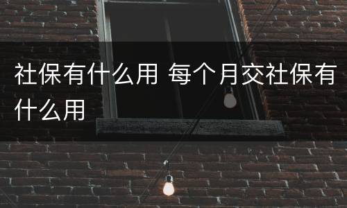 社保有什么用 每个月交社保有什么用