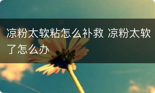 凉粉太软粘怎么补救 凉粉太软了怎么办