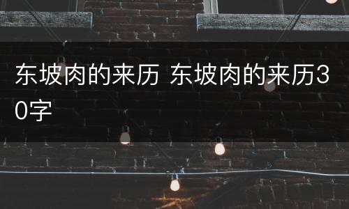 东坡肉的来历 东坡肉的来历30字