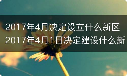 2017年4月决定设立什么新区 2017年4月1日决定建设什么新区