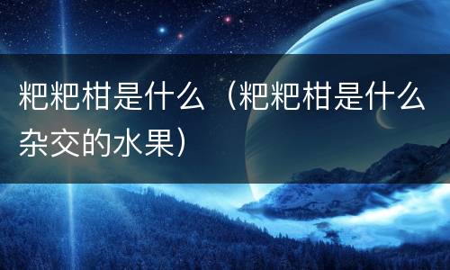 粑粑柑是什么（粑粑柑是什么杂交的水果）