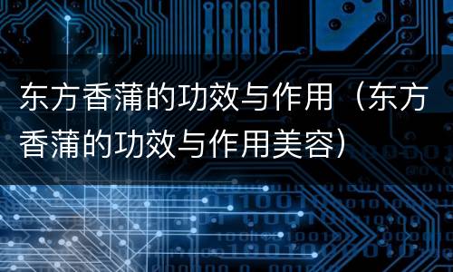 东方香蒲的功效与作用（东方香蒲的功效与作用美容）