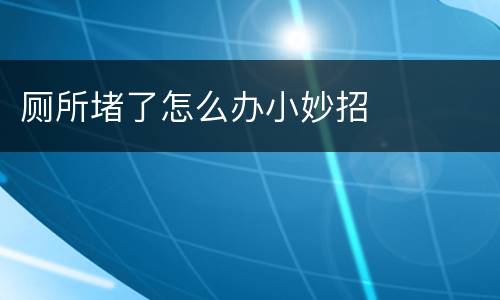 厕所堵了怎么办小妙招