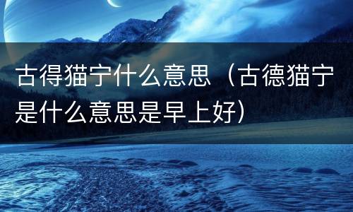 古得猫宁什么意思（古德猫宁是什么意思是早上好）