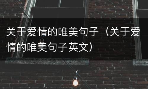 关于爱情的唯美句子（关于爱情的唯美句子英文）