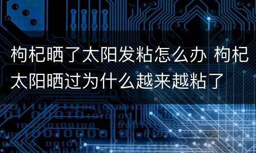 枸杞晒了太阳发粘怎么办 枸杞太阳晒过为什么越来越粘了