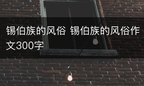 锡伯族的风俗 锡伯族的风俗作文300字