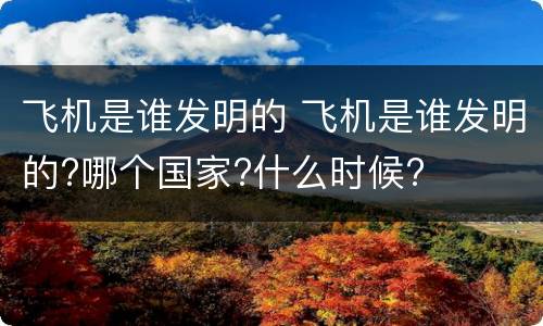 飞机是谁发明的 飞机是谁发明的?哪个国家?什么时候?